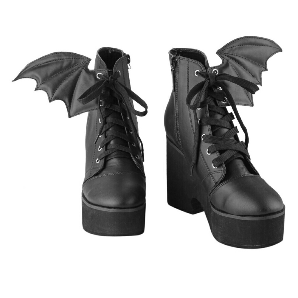 Iron Fist Black PU Batwing Boots